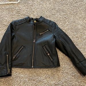 Polo Ralph Lauren Kids Black Faux Leather Moto Jacket Size 3/3T